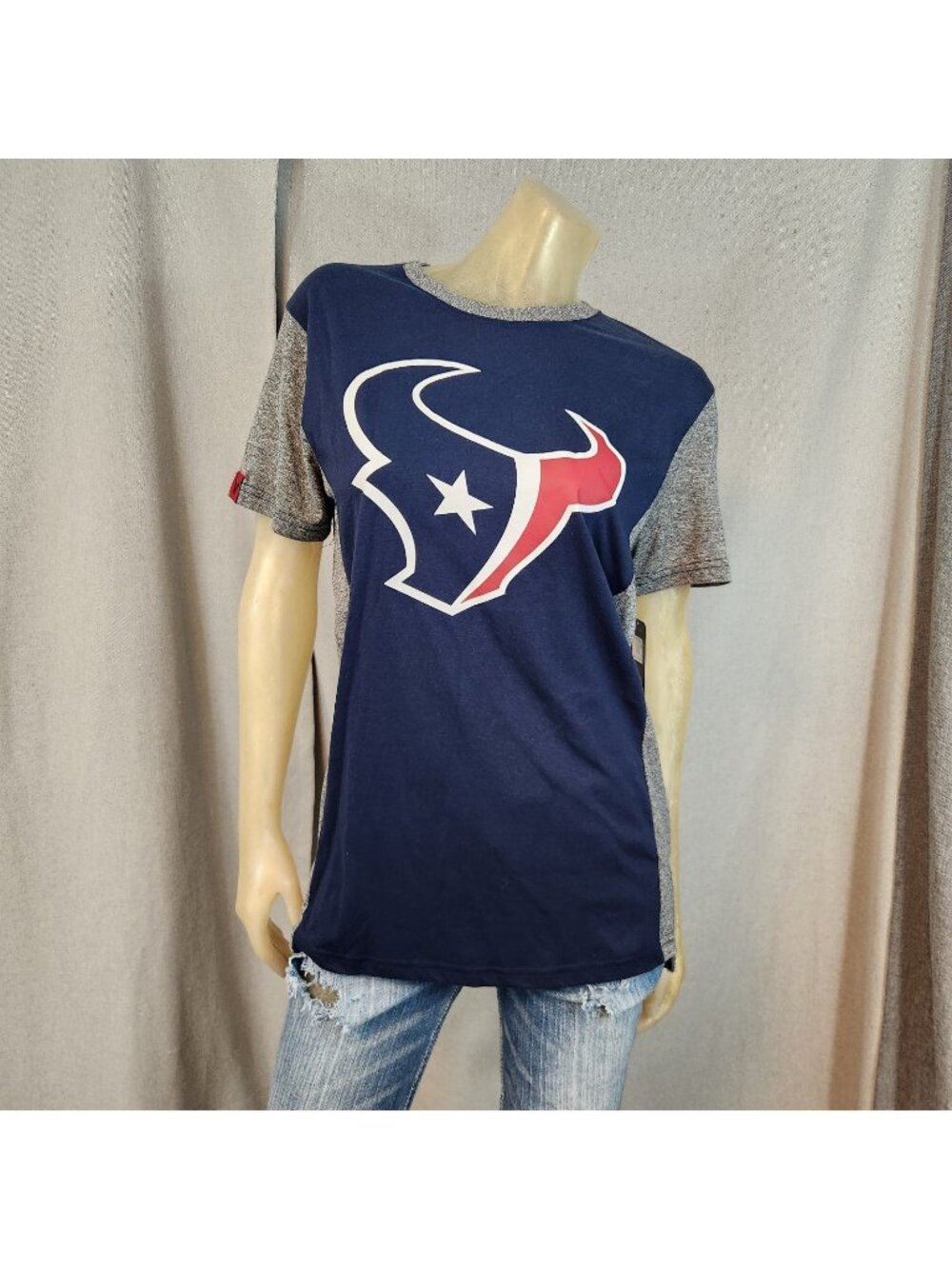 Ultra Game NFL Houston Texans Blue Crew Neck Short Slv Shirt Top SMALL NEW
